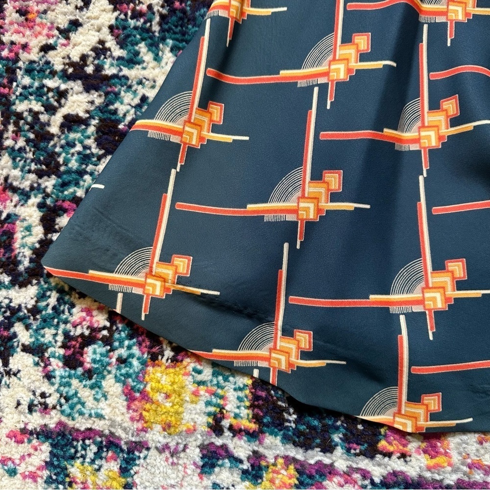 Vintage Gudule Paris Printed Satin A Line Skirt Womens 10 - Picture 3 of 8